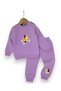 Baby Girl Winter 3 Thread Threaded Daisy and Horse Embroidered 6-9-12-18-24 Months 2-Piece Top and Bottom Set - 2