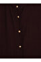 Brown Judge Collar Textured Women's Shirt Tunic - 8