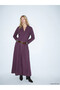 Burgundy Pleated Modal Blend Shirt Dress - 2