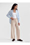 Özmarka New Season Blue Striped Oversize Linen Blend Women's Shirt - 2
