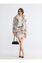 Ecru Leopard Patterned Women's Fur Coat - 2