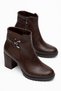 Women's Elastic & Buckle Brown Boots & Booties 7 cm Heel Oval Toe - 2