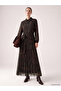 Lcw Studio Purple Shirt Collar Belted Waist Patterned Chiffon Dress