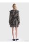 Peak New Season Black Patterned Belted Ruffled Chiffon Mini Dress - 4
