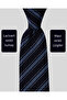 Blue Striped Classic Navy Blue Tie – 8 cm Wide - 2