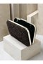 Brown Z.A.R.A Satin Lace Embroidered Silver Detailed Chain Strap Women's Evening Dress Bag Wedding Engagement Graduation - 4