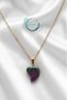 Zoisit Natural Stone Heart Pendant Anti-Tarnish Steel Women's Necklace 45 cm - 3