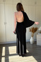 Shoulder Detail, Backless, High Neck Maxi Black Dress - 4