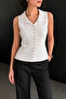 Women's Shirt Collar Sleeveless Stylish Jacket - 2