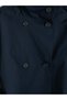 Ozmarka New Season Navy Blue Stand Collar Belted Women's Gabardine Trench Coat - 8
