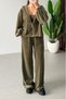 Khaki Color Hooded Triple Velvet Suit Per0097