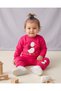 Baby Girl Winter 3 Thread Threaded Duck Embroidery Set 6-9-12-18-24 Months 2-Piece Top and Bottom Set