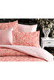 Premium Double Duvet Cover Set with Floral Pattern Elastic Sheets, 6 Pieces, Pink, with Gift Box - 3