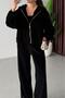 Black Color Hooded Triple Velvet Suit Per0097 - 3