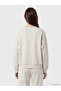 Özmarka New Season Gray Soft Touch Oversize Women's Sweatshirt - 4