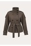 Kaşe Stand Collar Belted Buttoned Jacket