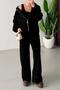 Black Color Hooded Triple Velvet Suit Per0097