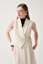 Asymmetrical Closure Lined Skirt Suit - 4
