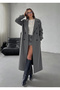 Buttoned Belted Lined Long Cashmere Coat - 5
