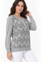 Women's Collar Button Detailed Stone Printed Long Sleeve Glittery Knitwear Blouse - 4