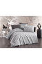 Premium Double Duvet Cover Set with Floral Pattern Elastic Sheets, 6 Pieces, Gray, with Gift Box - 2