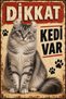 American Curl Caution Cat Is Present Retro Metal Wall Sign Decorative Plate 20X30Cm