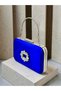 Saks Blue Satin Silver Metal Detailed Crystal Stone Embroidered Chain Strap Women's Evening Dress Bag Wedding Engagement Graduation - 6