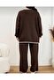 Plus Size Knitwear Top and Bottom Brown Set - 4