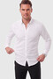 Men's 97% Cotton Slim Fit Honeycomb Textured Lycra Knitted White Shirt 2600707 - 3