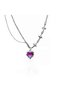 Purple Heart Star Detailed Silver Color Steel Necklace – Xuping Non-Tarnish Double Layer Gothic Women's Necklace - 4