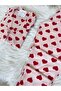 Pink with Red Heart Pattern Suede Shirt Collar Long Sleeve Pajama Set - 5