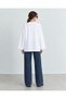 Women's White Cotton Crew Neck Long Sleeve Oversize Basic T-Shirt - 2