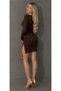 Off-The-Shoulder Long Flared Sleeve Skirt Fitted to the Body Deep Slit Mini Dress - 6