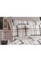 Premium Double Duvet Cover Set with Plaid Patterned Elastic Sheets Cream - 2
