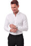 Men's 97% Cotton Slim Fit Honeycomb Textured Lycra Knitted White Shirt 2600707