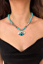 Handmade Ceramic Evil Eye Pendant with Turquoise and Agate Natural Stone Special Design Women's Necklace - 4