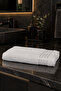 Maynor flocked bath towel with border - white - 3