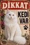 Caution Cat Present Turkish Angora Metal Sign - Retro Decorative Cat Warning Sign 15X20Cm