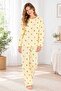 Yellow Lemon Patterned Basic Thin Knitted Pajama Set - 2