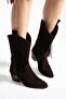 La, Capri Boots, Western Style, with Side Tassels, Low Heel, Genuine Leather Boots - 2