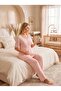 New Season Powder Scallop Linen Detailed Buttoned Design Short Sleeve Maternity Pajama Set 3-Piece Set - 4