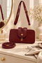 Women's Three-Compartment Shoulder and Crossbody Bag with Adjustable Strap and Gold Accessories 21X11X8 cm - 7