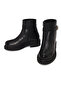 Women's Black Zippered Printed Leather Boots Wf190050Dk - 4