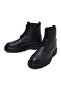 Men's Black Zippered Thick Soled Leather Boots Wm630003Df - 4