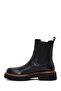 Women's Black Thick-Soled Leather Chelsea Boots Wf190052Df - 3