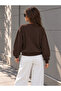 Women's Brown Sweat Modal Fabric Oversize Basic Crew Neck Sweatshirt - 5