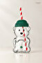 Teddy Bear Glass Cup 550 ml Cold Drink Cup with Straw Premium Bear Cup - 4