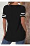 Women's short sleeve crew neck two-tone viscose blouse - 4