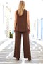 Brown Blouse Trousers Linen Two-Piece Set - 3