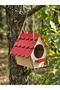Wooden Decorative Bird House Nest Small Size Red Roofed Hangable Garden & Balcony Bird Nest (13X11X11 cm) - 3